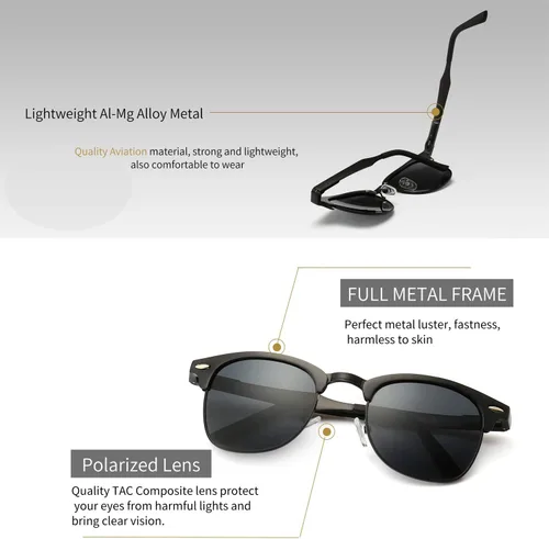 Miniatura 3 de SUNGAIT Classic Half Frame Retro Sunglasses with Polarized Lens