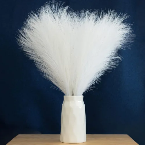 Miniatura 21 de Hierba de pampa sintética decorativa, 18 pulgadas/45 cm, hierba artificial de pampas esponjosa, arreglo floral pomposo de 6 tallos para decoración