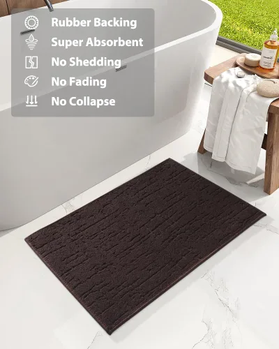 Miniatura 7 de AMOAMI - Tapete de baño - Tapetes de piso de baño absorbentes de secado rápido - Tapetes de baño lavables con respaldo de goma para alfombras