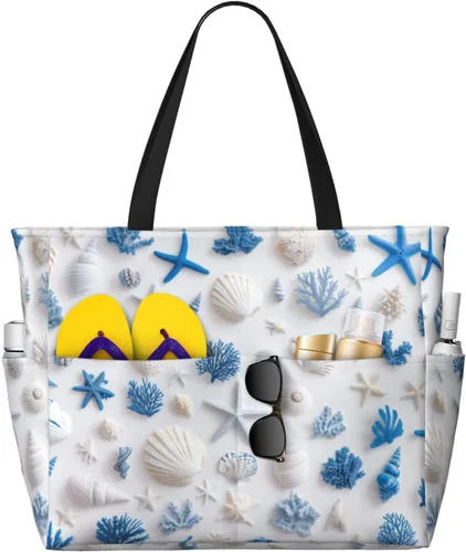Miniatura 11 de Bolsa de playa para mujer, bolsa de playa impermeable y a prueba de arena con bolsa húmeda, bolsa de viaje grande para viajes de fin de semana