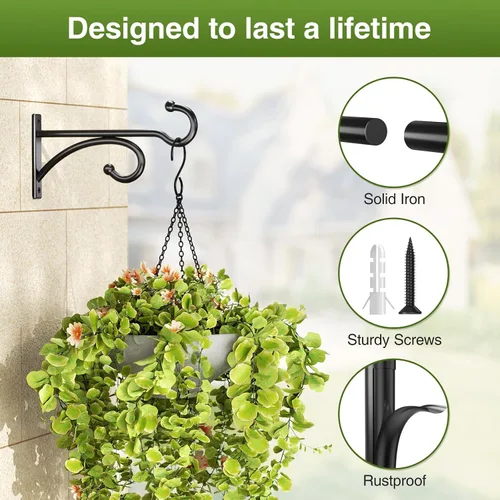 Miniatura 7 de Ganchos para colgar plantas de 6 pulgadas para interiores y exteriores, soportes de pared para plantas colgantes, canastas, campanillas de viento