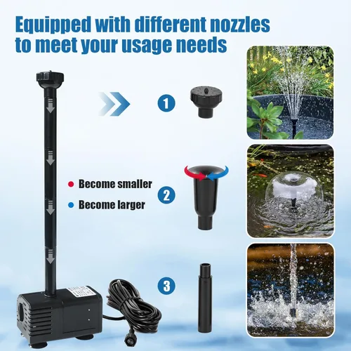 Miniatura 3 de ECO-WORTHY Bomba de fuente de agua solar de 216 GPH con protección mejorada de funcionamiento en seco, bomba sumergible sin escobillas, 12V-24V CC