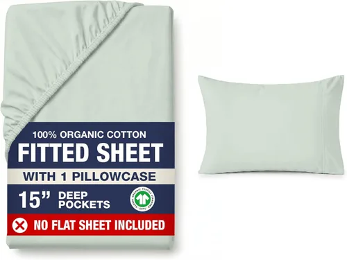Miniatura 34 de LANE LINEN Sábanas ajustadas tamaño king, 100% algodón orgánico, juego de 3 piezas (1 sábana ajustada, 2 fundas de almohada), tejido percal, ultra