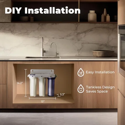 Miniatura 6 de iSpring US31-NC Sistema clásico de filtración de agua debajo del fregadero de 3 etapas para beber, reduce cloro, PFAS, filtro de agua sin tanque