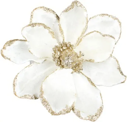 Miniatura 8 de vctops 10 unidades de flores artificiales con purpurina para corona de árbol de Navidad, adornos de bricolaje de 6.3 pulgadas, flores falsas