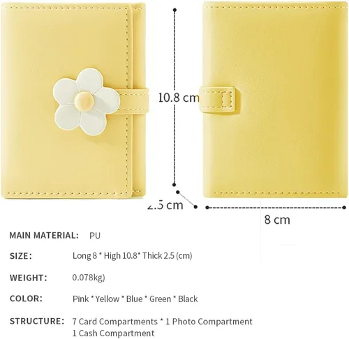 Miniatura 19 de MEISEE Billetera pequeña para niñas y mujeres, billetera de tres pliegues, bolsillo para efectivo, con estampado de flores, monedero con ventana