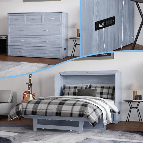 Miniatura 29 de AFI, Northfield Murphy Bed - Baúl de cama Twin XL con colchón de 6", cajón de almacenamiento y cargador USB integrado, ámbar quemado