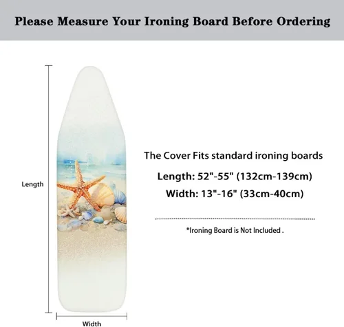 Miniatura 6 de Funda para tabla de planchar con diseño de estrella de mar de playa, resistente a los abrasadores, extra ancha, cubierta para tabla de planchar