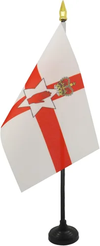 Miniatura 64 de AZ FLAG Bandera de mesa de Albania de 4 x 6 pulgadas - Bandera de escritorio albanesa 5.9 x 3.9 in - Tapa de lanza dorada