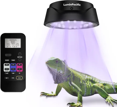 Luz LED para reptiles con control remoto, lámpara UVA UVB FR para reptiles de selva tropical y desierto, zonas Ferguson 1-4, temporizador, regulable