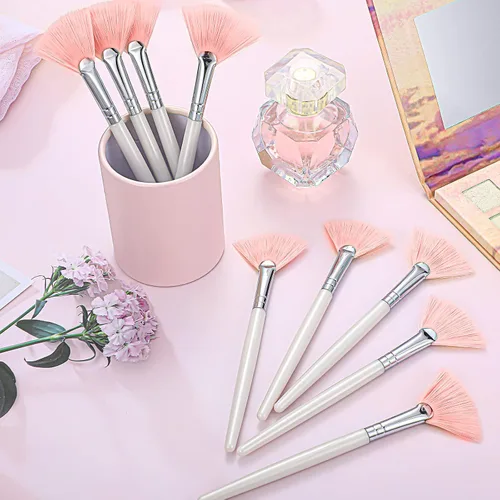 Miniatura 4 de 9 piezas de brochas de mascarilla facial en abanico, brochas aplicadoras faciales suaves, herramientas para peeling, maquillaje glicólico para crema