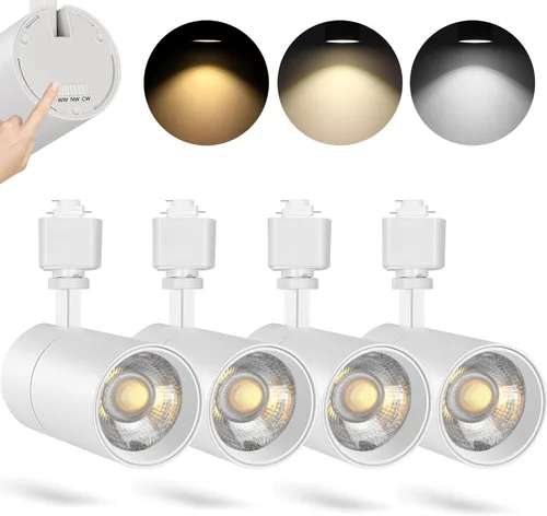Miniatura 14 de VANoopee Cabezales de iluminación de pista de 3 colores en 1 de 20 W H, regulables, sin parpadeo, accesorios de iluminación LED brillantes para Negro