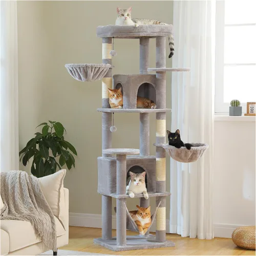 Miniatura 8 de PAWZ Road Árbol para gatos de interior, torre de cactus para gatos de 26 pulgadas con percha grande, condominio privado, condominio pequeño