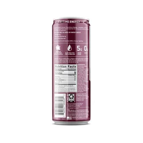 Miniatura 9 de Optimum Nutrition Amino Energy - Bebida de hidratación espumosa, electrolitos, cafeína, aminoácidos, BCAAs, sin azúcar, explosión de bayas, 12 onzas