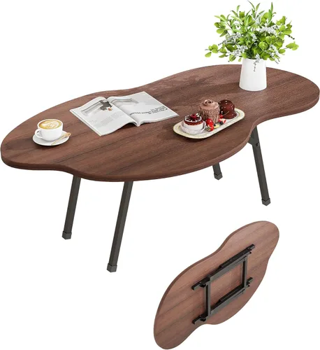 Mesa de centro plegable, mesa de centro moderna de mediados de siglo, mesa de sala de estar, mesa central irregular en forma de nube, mesa plegable