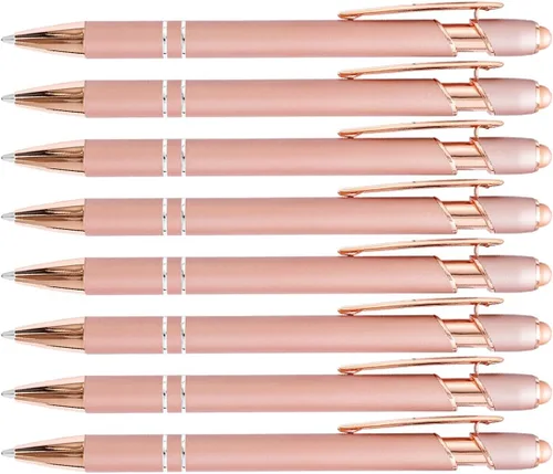 Miniatura 18 de PASISIBICK Bolígrafo negro de 12 piezas con punta de lápiz capacitivo, 2 en 1, elegante bolígrafo de metal para pantalla táctil, tinta negra, punta