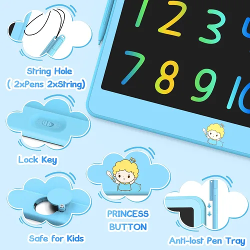 Miniatura 4 de Hockvill Tableta de escritura LCD de 12 pulgadas, juguetes para niños y niñas, almohadilla de dibujo para niños de 3, 4, 5, 6, 7 años, tablero