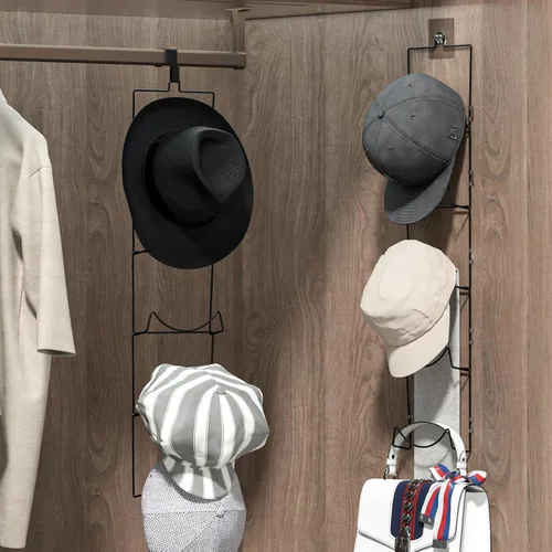 Miniatura 3 de LINFIDITE Paquete de 10 soportes para colgar sombreros, organizador flexible con múltiples ganchos, montado en la pared, sobre la puerta, para gorra
