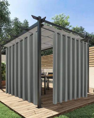 Miniatura 24 de HolidayIdeas Cortinas impermeables para patio, 4 paneles, 54 x 84 pulgadas, protección de privacidad y filtrado de luz, cortinas exteriores con Negro