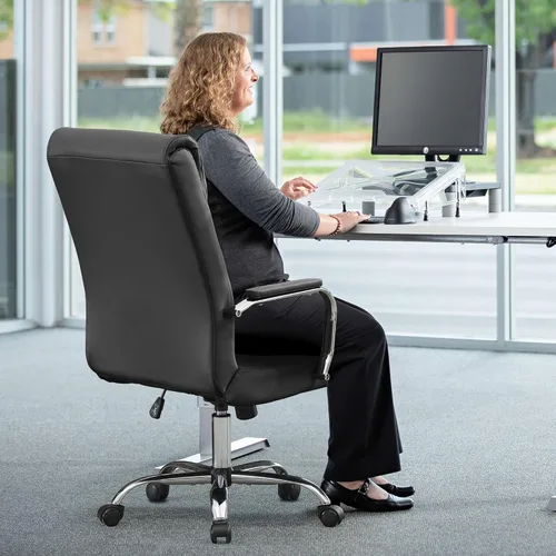 Miniatura 8 de Silla de escritorio de oficina, sillas modernas de cuero para sala de conferencias, silla ergonómica de respaldo alto, silla ejecutiva giratoria