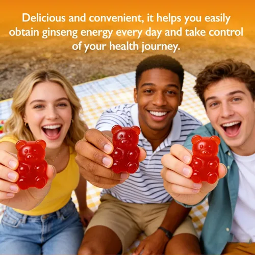 Miniatura 7 de Gomitas de ginseng asiático, raíz de ginseng rojo Panax para hombres y mujeres, energía, memoria e inmunidad, 1500 mg, 60 masticables con sabor a