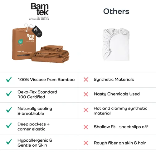 Miniatura 6 de Juego de sábanas de bambú de viscosa tamaño individual XL, 3 piezas, extra largas, ropa de cama refrescante para personas que duermen con calor