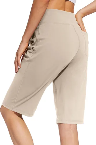 Miniatura 2 de Pantalones cortos largos para mujer, 12 pulgadas, longitud a la rodilla, casual, para entrenamiento, atletismo, natación, bermudas