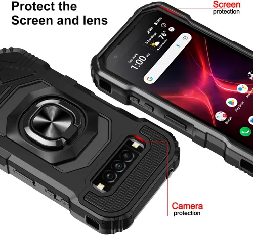 Miniatura 3 de SOGA Funda compatible con Kyocera DuraForce Pro 3 con protector de pantalla de vidrio templado [grado militar] anillo de montaje en automóvil
