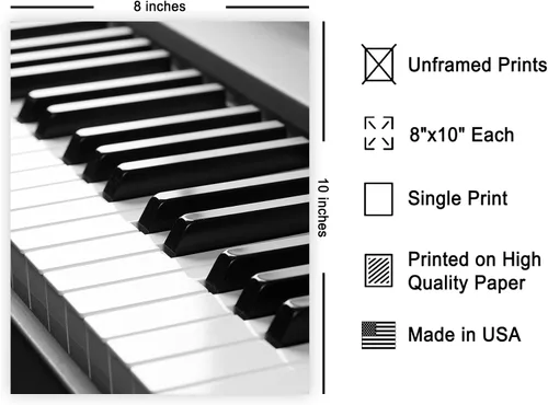 Miniatura 2 de Poster Master Póster de teclado de piano, impresión de piano, impresión de fotografía, arte en blanco y negro, diseño de música de instrumentos