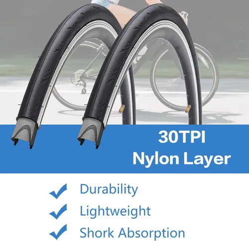 Miniatura 5 de Paquete de 2 neumáticos plegables 700x28C para bicicleta de carretera, 700C, neumáticos de repuesto con cuentas plegables, resistentes a pinchazos