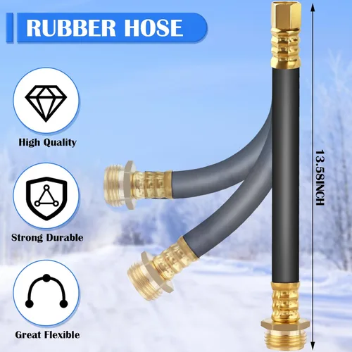 Miniatura 7 de Kit de invierno para RV mejorado Boltigen, manguera de invierno de 17'' para RV con medidor de presión de aceite y válvula de control, kit de Negro