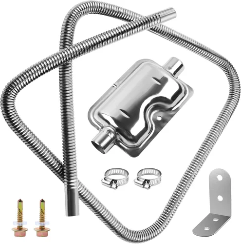 200cm/78" Tubo de escape para calentador diesel con silenciador y abrazaderas, manguera de 1"/2.5cm de acero inoxidable para calentador de aire de
