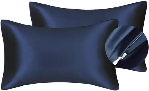 Miniatura 11 de Juwenin Bedding, funda de almohada de satén sedosa súper suave y lujosa con cremallera (funda de almohada de satén sedoso para el cabello), juego