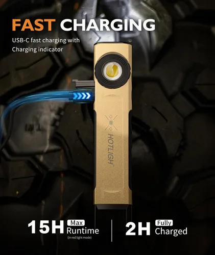 Miniatura 5 de HOTLIGH Linterna recargable magnética - 700 lúmenes linterna LED con diseño de clip, linterna plana para reparación de coches/campamento/emergencia