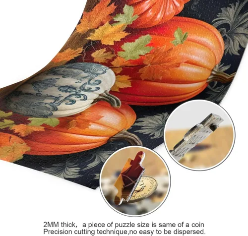 Miniatura 3 de Pumpkin Fall Jigsaw Puzzles 500 Pieces for Adults with Mesh Storage Bag 2011671