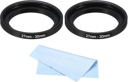 PATIKIL Anillo elevador de metal de 27 a 1.181 in con paño de limpieza, paquete de 2 anillos adaptadores de filtro de lente de cámara, anillo