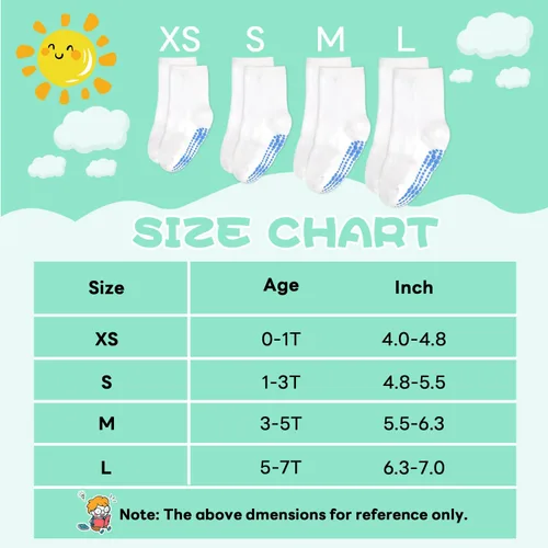 Miniatura 7 de SkiBeaut Calcetines antideslizantes para niños pequeños con agarre, 12 pares de calcetines para niños y niñas de 6 a 12 meses, 1 a 7 años
