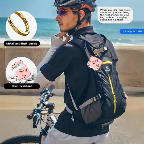 Miniatura 2 de Compatible con AirPods de 2ª generación de 1ª generación, bonita funda rígida con llavero dorado, funda protectora de TPU suave a prueba de golpes