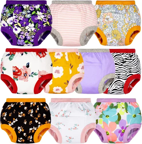 Miniatura 14 de BIG ELEPHANT Ropa interior de entrenamiento para ir al baño, 100% algodón, absorbente, unisex, pantalones para niños y niñas Serie Floral