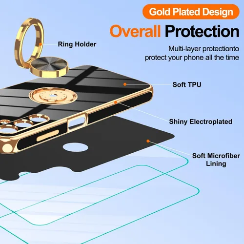 Miniatura 3 de Gritup Funda para Samsung Galaxy A14 5G: Funda Samsung A14 con 2 Protectores de Pantalla, Soporte de Anillo con Rotación 360°, Soporte Magnético