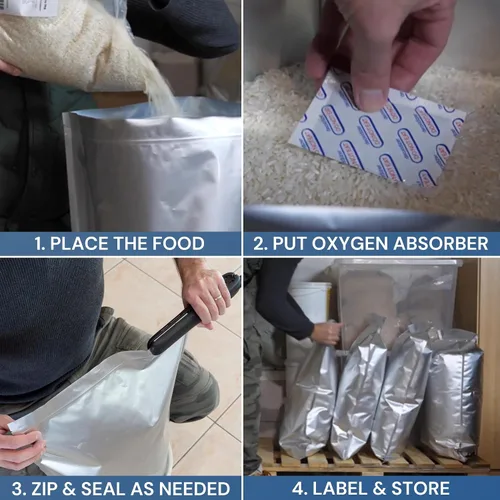 Miniatura 6 de Bolsas de Mylar de 5 galones para almacenamiento de alimentos con cremallera, 20 unidades de 0.551 in extra gruesas para almacenamiento a largo