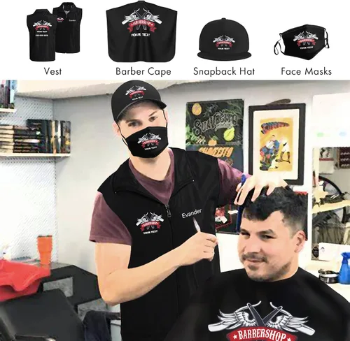 Miniatura 4 de Bata de peluquero personalizada con nombre de logotipo personalizado para peluquería ropa de trabajo unisex chaleco de trabajo para peluquería
