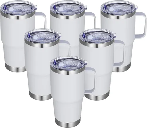 Miniatura 28 de Vaso térmico de acero inoxidable de 20 oz con asa, envase a granel, vasos termales metálicos aislados, taza de café de viaje con asa, vaso de doble