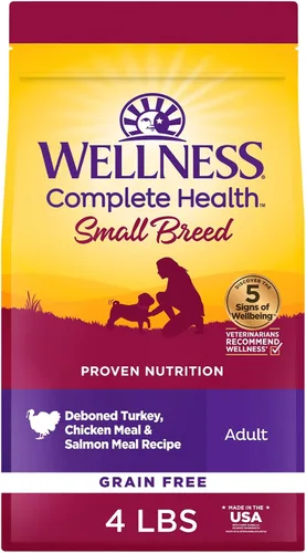Alimento seco para perros Wellness Complete Health, Raza pequeña, sin granos, natural, receta de pavo, pollo y salmón (bolsa de 1.8 kg)