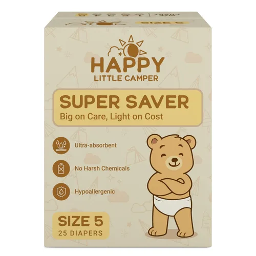 Miniatura 19 de Happy Little Camper Pañales desechables naturales para bebés, ultraabsorbentes, talla 1 - hipoalergénicos, sin perfume y sin cloro (200 unidades)