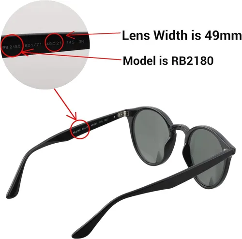 Miniatura 5 de Walleva Lentes de repuesto para lentes de sol Ray-Ban RB2180 de 1.929in, múltiples opciones disponibles