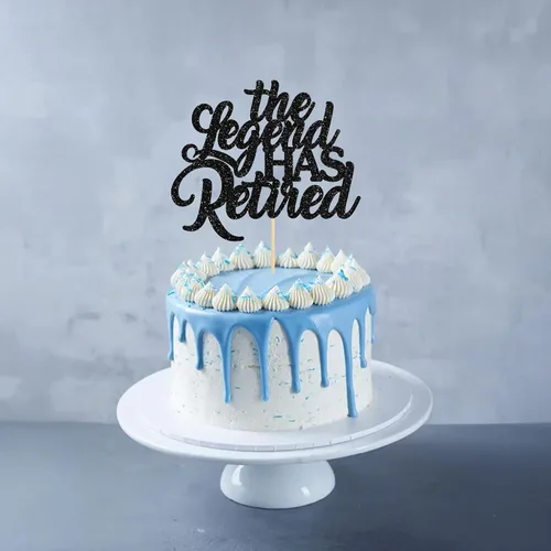 Miniatura 5 de 1 pieza de decoración de pastel con purpurina negra con purpurina de despedida, hola, pensión, decoración para tartas de despedida de jubilación