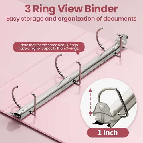 Miniatura 3 de SUNEE Carpeta de 3 anillos de 1 pulgada con anillo en D, carpeta de vista clara de tres anillas sin PVC (se ajusta a 8.5 x 11 pulgadas)