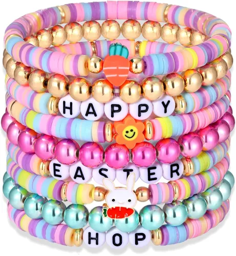 Miniatura 207 de Surfer Heishi - Pulseras apilables para mujer, apilables, de vinilo arcoíris, disco de arcilla, pulseras elásticas para la amistad, joyería bohemia