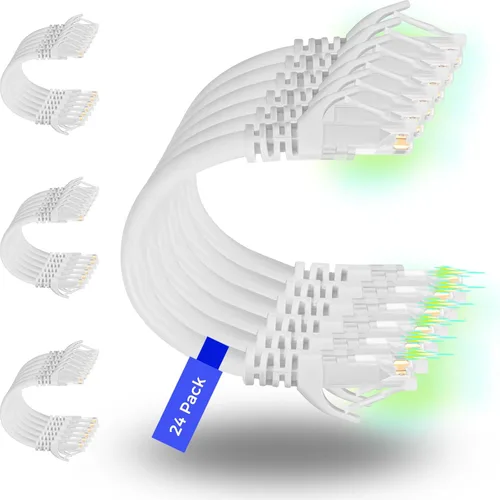 Miniatura 9 de Rapink Patch Cables Cat6 - Cable de conexión Ethernet Cat6 de 0.5 pies (paquete de 24), 10G, cable de conexión Cat 6 para panel de conexiones a